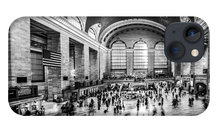 Nyc iPhone 13 Case featuring the photograph Grand Central Station -pano bw by Hannes Cmarits