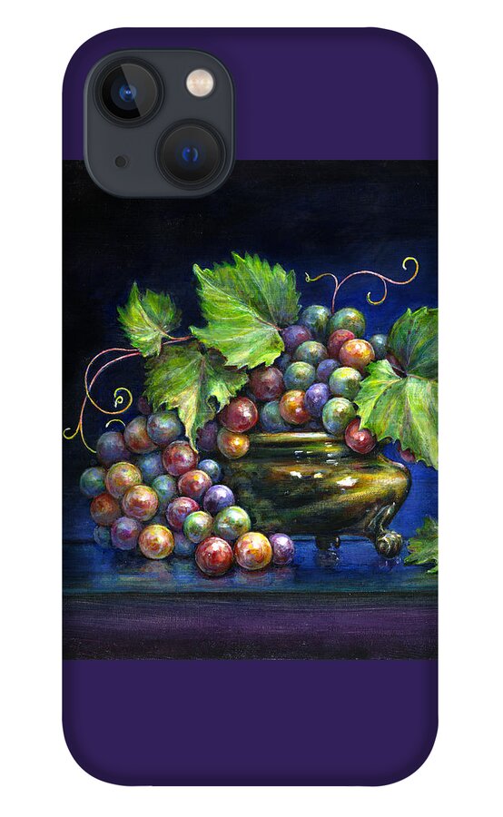 Still Life iPhone 13 Case featuring the painting Grapes in a Footed Bowl by Jane Bucci