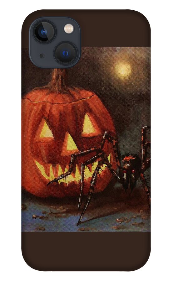 Halloween iPhone 13 Case featuring the painting Halloween Spider by Tom Shropshire