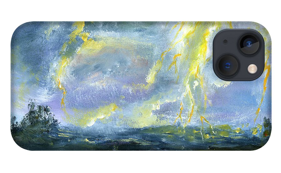  iPhone 13 Case featuring the painting Hand Painted Art Louisiana Storm by Lenora De Lude