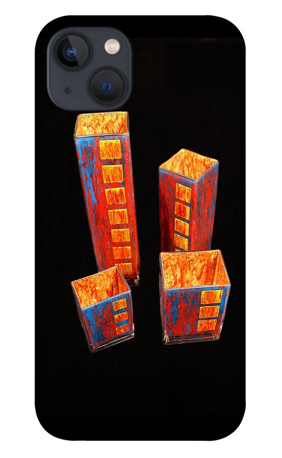 Hand Painted Glass iPhone 13 Case featuring the glass art Hand Painted Glass Set of Four Reds by Christopher Schranck