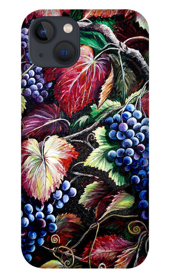  Grapes Painting iPhone 13 Case featuring the painting Harvest Time by Karin Dawn Kelshall- Best
