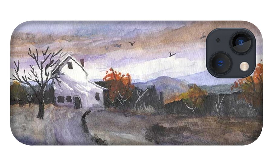 Watercolor iPhone 13 Case featuring the painting Hebo Farmhouse by Chriss Pagani