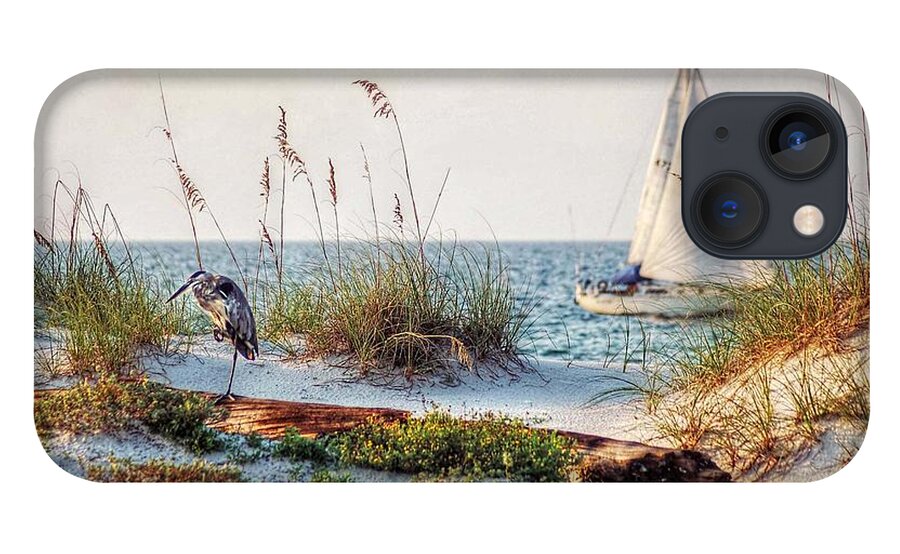 Alabama iPhone 13 Case featuring the photograph Heron and Sailboat Larger Sizes by Michael Thomas