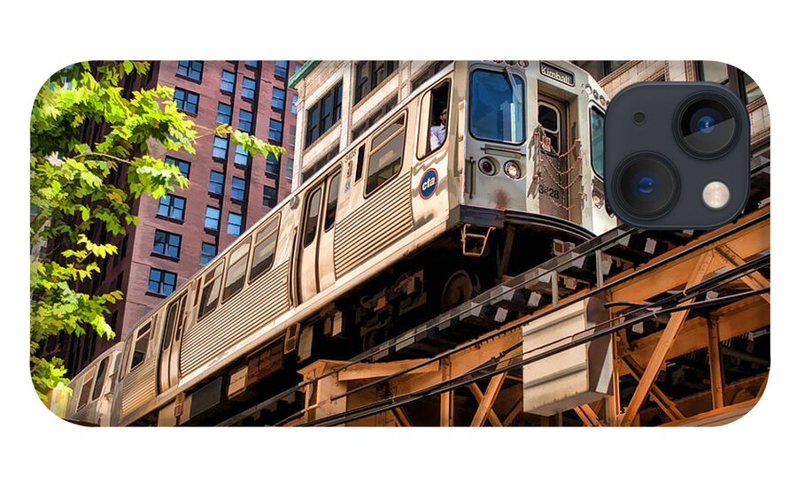 Chicago iPhone 13 Case featuring the painting Historic Chicago El Train by Christopher Arndt