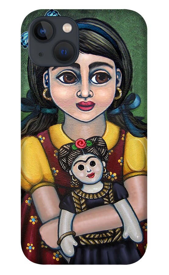 Frida iPhone 13 Case featuring the painting Holding Frida with Butterfly by Victoria De Almeida