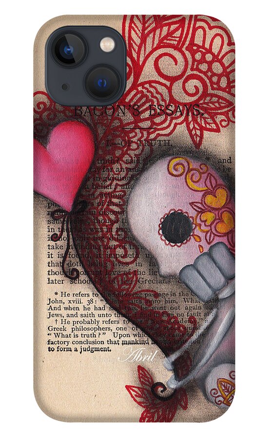 Day Of The Dead iPhone 13 Case featuring the painting Holding On by Abril Andrade