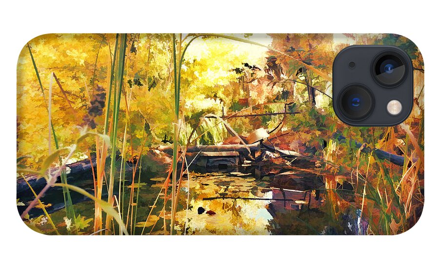 Landscape iPhone 13 Case featuring the painting Home Garden and Pond by Douglas MooreZart
