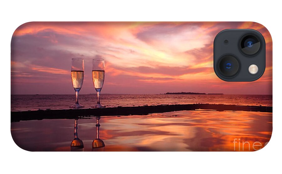Champagne iPhone 13 Case featuring the photograph Honeymoon - A Heart In The Sky by Hannes Cmarits