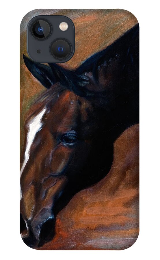 Horse iPhone 13 Case featuring the painting horse - Apple copper by Go Van Kampen
