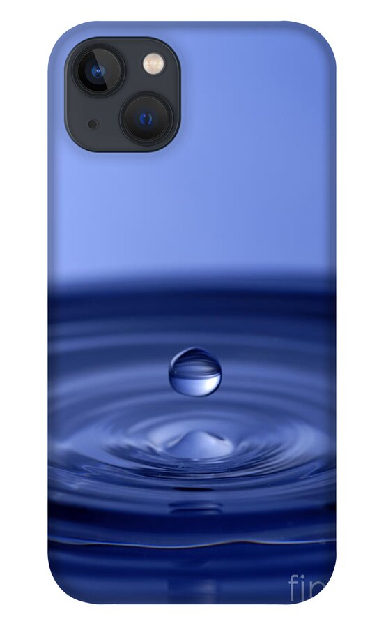 Water Drop iPhone 13 Case featuring the photograph Hovering Blue Water Drop by Anthony Sacco