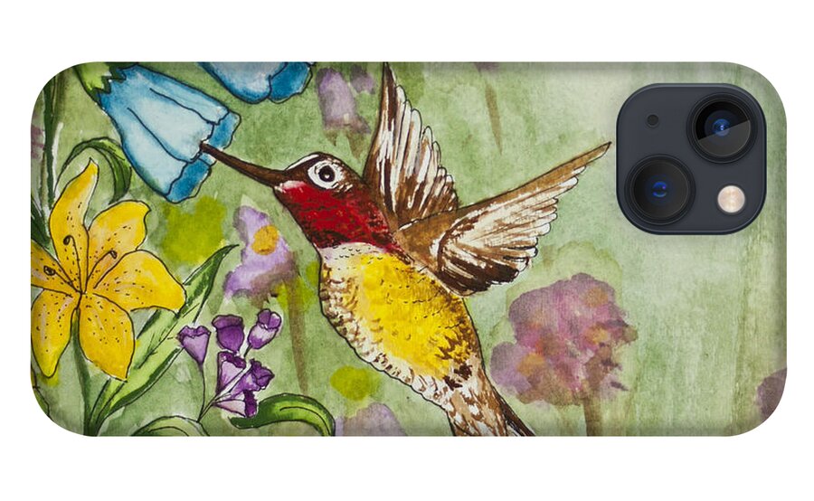 Humming Bird iPhone 13 Case featuring the painting Humming Bird by Janis Lee Colon