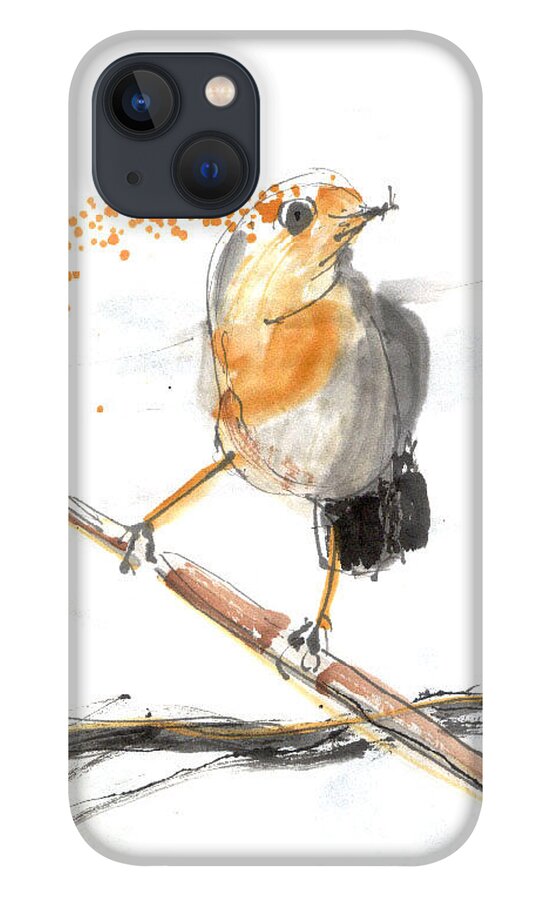 Bird iPhone 13 Case featuring the drawing Illusbird14 by Karina Plachetka