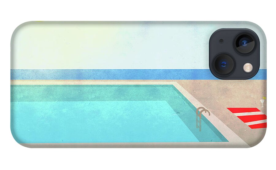 Swimming Pool iPhone 13 Case featuring the digital art Illustration Of Swimming Pool On Sunny by Malte Mueller
