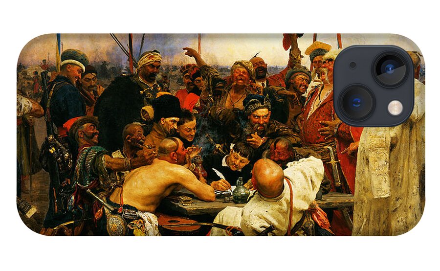 Ilya Repin 3 Reply Of The Zaporozhian Cossacks To Sultan Mehmed Iv Of Ottoman Empire1 iPhone 13 Case featuring the painting Ilya Repin 3 Reply Of The Zaporozhian Cossacks To Sultan Mehmed Iv Of Ottoman Empire1 by MotionAge Designs