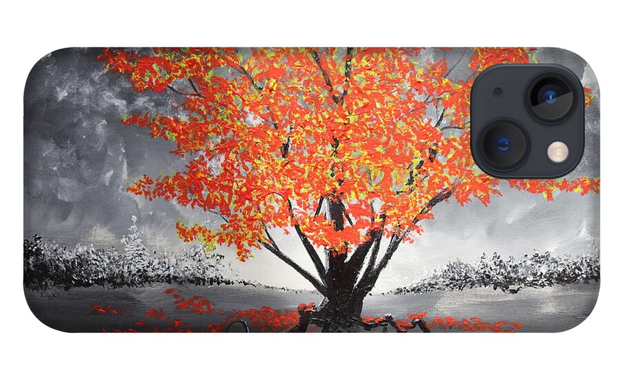 Red Tree iPhone 13 Case featuring the painting Blaze In The Twilight #1 by Stefan Duncan