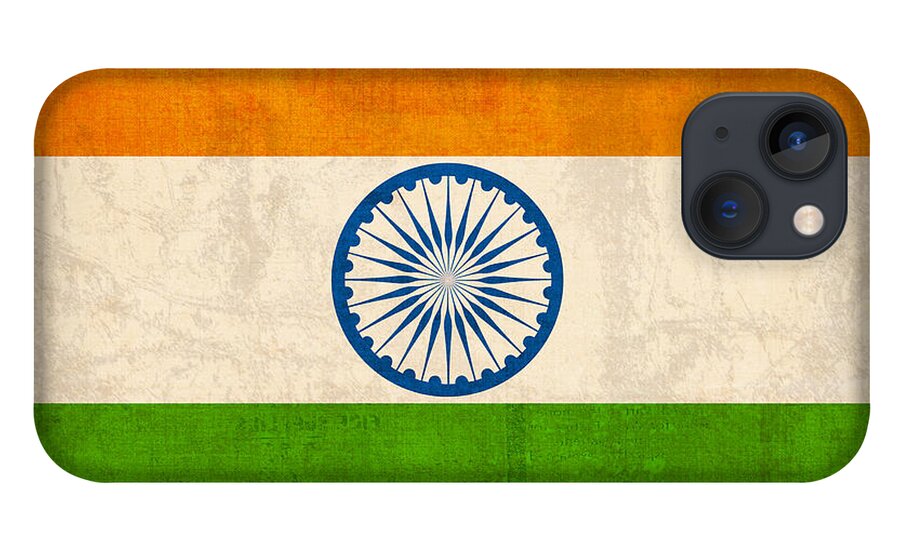 India Flag New Delhi Bombay Calcutta Asia Hindu Ganges iPhone 13 Case featuring the mixed media India Flag Vintage Distressed Finish by Design Turnpike