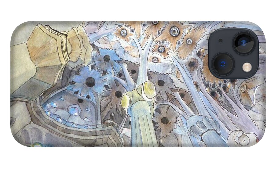 Architecture iPhone 13 Case featuring the painting Inner Sagrada Familia by Henrieta Maneva