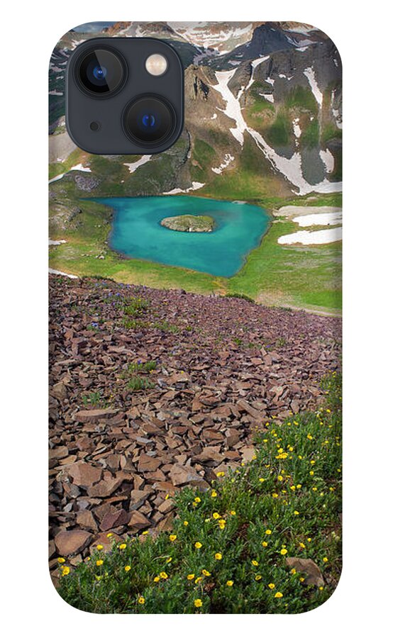Vertical iPhone 13 Case featuring the photograph Island Lake Vertical Panorama by Aaron Spong