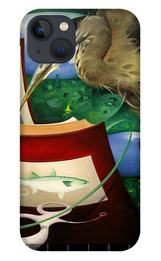 Heron iPhone 13 Case featuring the painting It's Hard To Put Down a Good Book by T S Carson