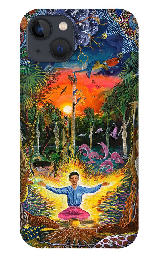 Pablo Amaringo iPhone 13 Case featuring the painting Jehua Supai by Pablo Amaringo