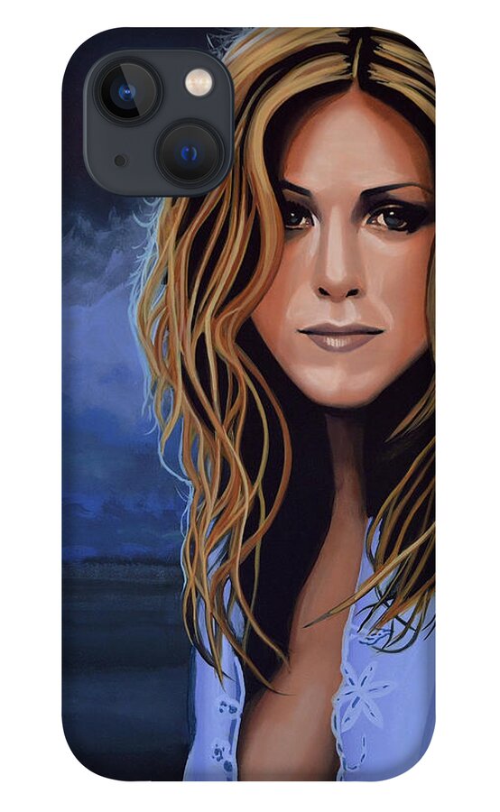 Jennifer Aniston iPhone 13 Case featuring the painting Jennifer Aniston Painting by Paul Meijering