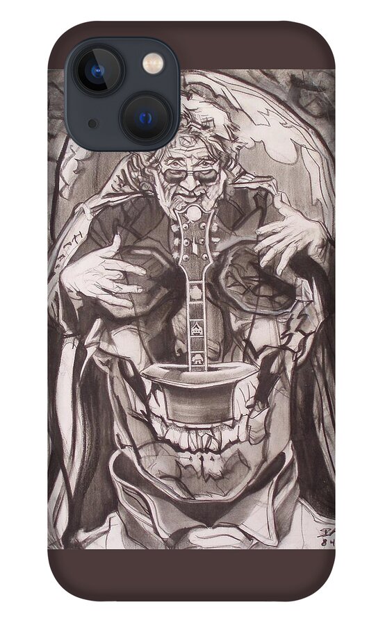 Charcoal Pencil iPhone 13 Case featuring the drawing Jerry Garcia . . Magic Is What We Do - Music Is How We Do It by Sean Connolly