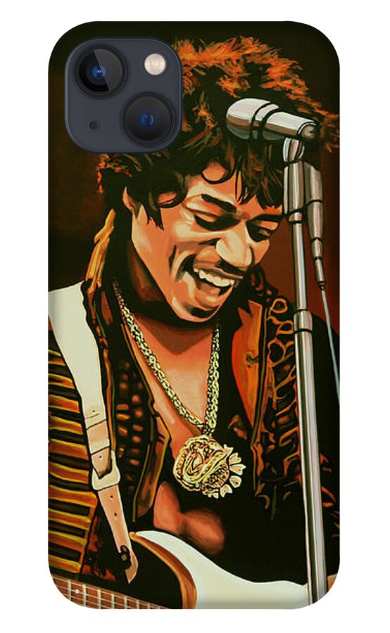 Jimi Hendrix iPhone 13 Case featuring the painting Jimi Hendrix Painting by Paul Meijering