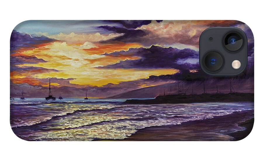 Sunset iPhone 13 Case featuring the painting Kamehameha Iki Park Sunset by Darice Machel McGuire