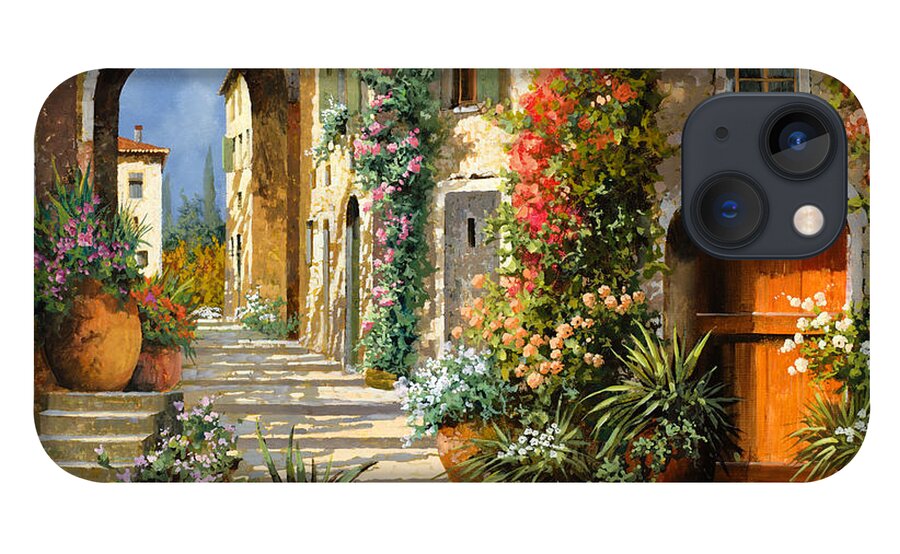 Landscape iPhone 13 Case featuring the painting La Porta Rossa Sulla Salita by Guido Borelli