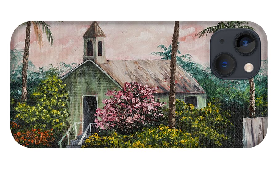 Building iPhone 13 Case featuring the painting Lahuiokalani Chapel by Darice Machel McGuire