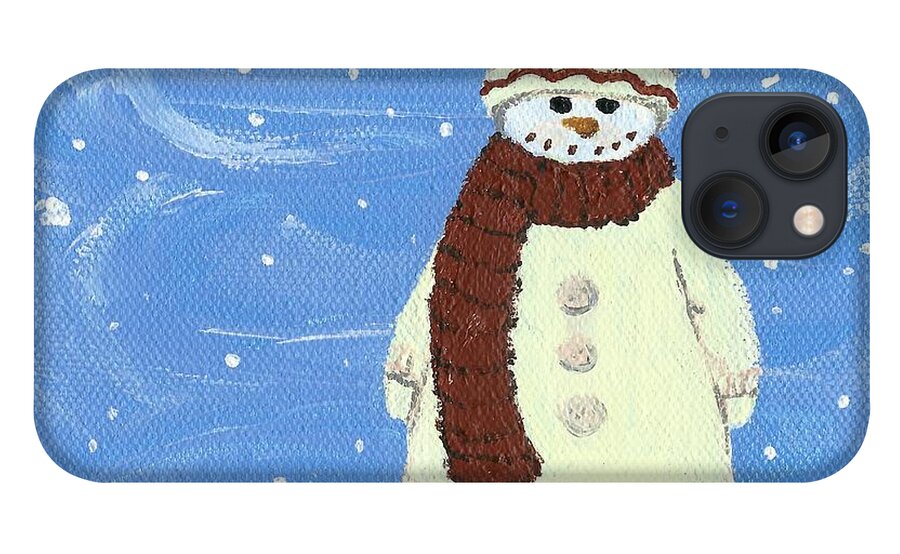 Snowman iPhone 13 Case featuring the painting Last Decoration Snowman by Lynn Babineau