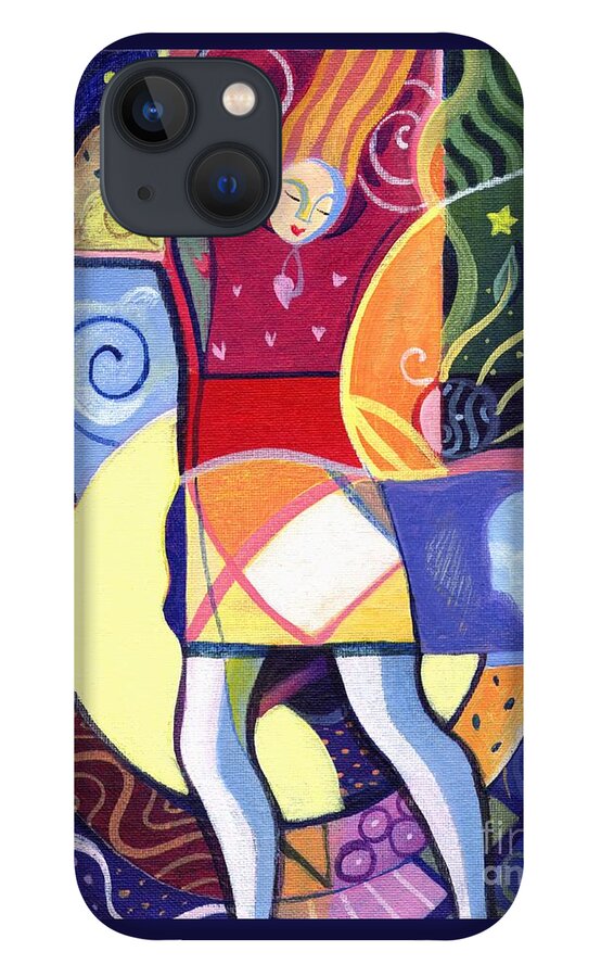 Woman iPhone 13 Case featuring the painting Leaping and Bouncing by Helena Tiainen