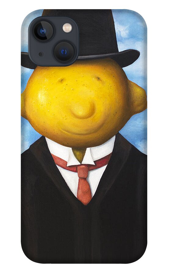 Lemon iPhone 13 Case featuring the painting Lemon Head by Leah Saulnier The Painting Maniac