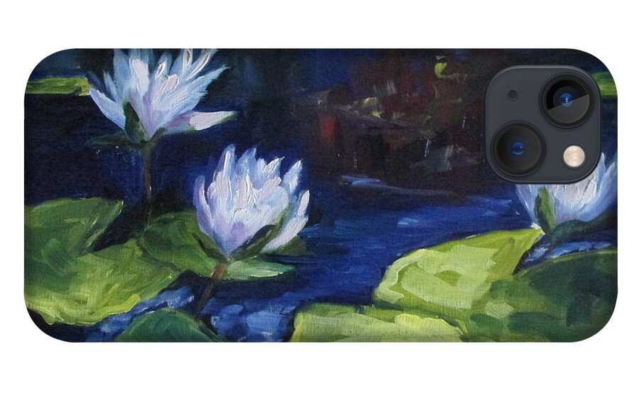 Waterscape iPhone 13 Case featuring the painting Lilies In The Spotlight by Susan Richardson