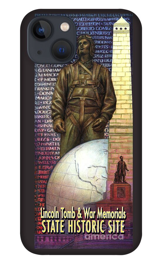 Veterans iPhone 13 Case featuring the painting Lincoln Tomb and War Memorials Street Banners Korean War Pilot by Jane Bucci