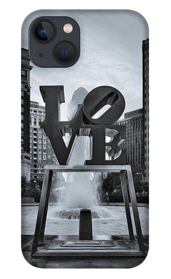 Love iPhone 13 Case featuring the photograph Love Park BW by Susan Candelario