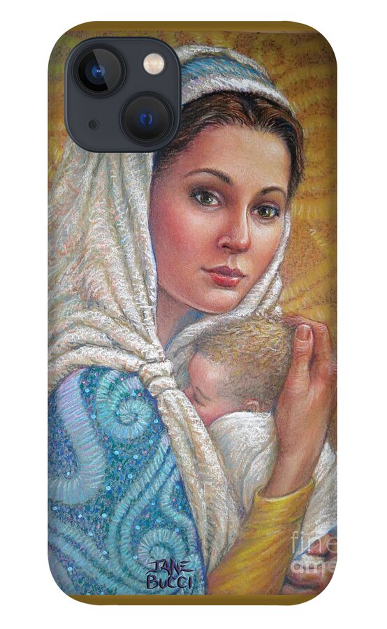 Christmas iPhone 13 Case featuring the pastel Mary Did You Know  by Jane Bucci