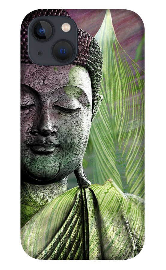 Buddha iPhone 13 Case featuring the mixed media Meditation Vegetation by Christopher Beikmann