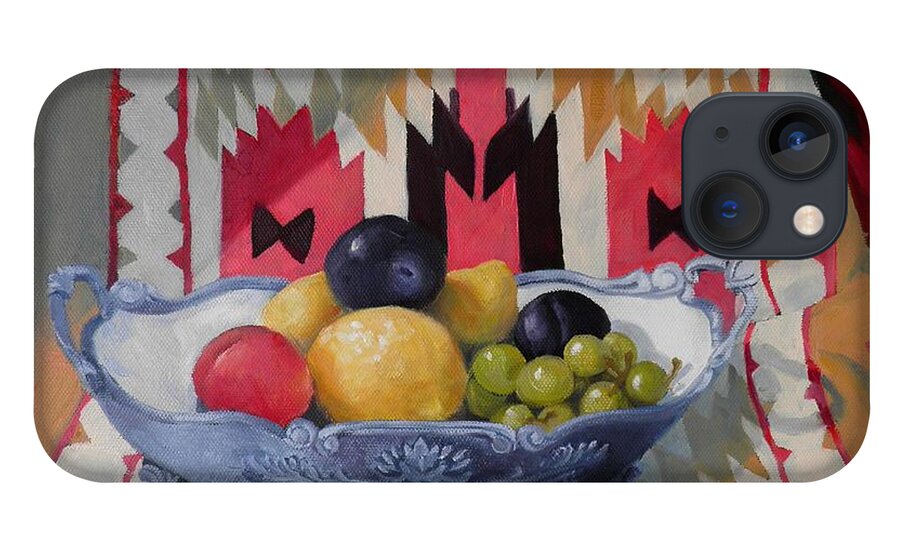 Mexican iPhone 13 Case featuring the painting Mexican Blanket with Fruit Bowl by Sharon Casavant