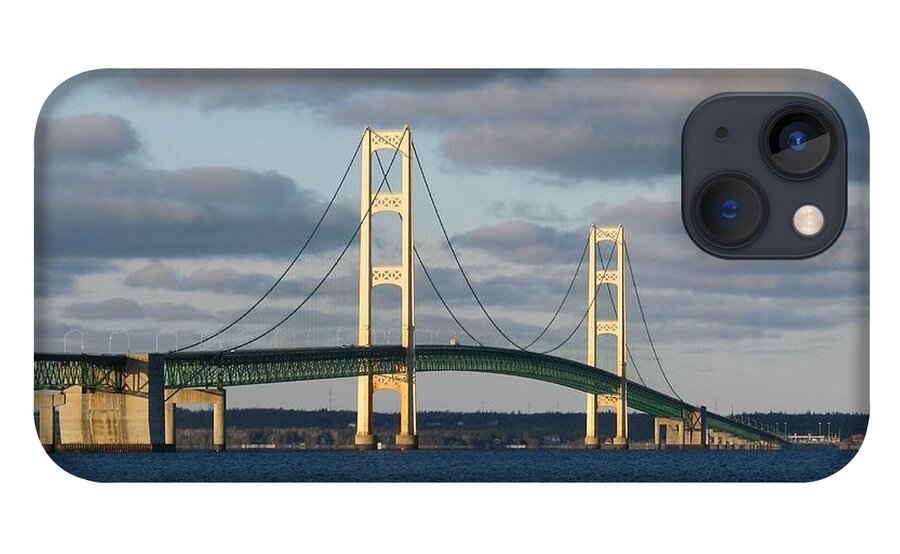 Mackinac Bridge iPhone 13 Case featuring the photograph Mighty Mac in December by Keith Stokes