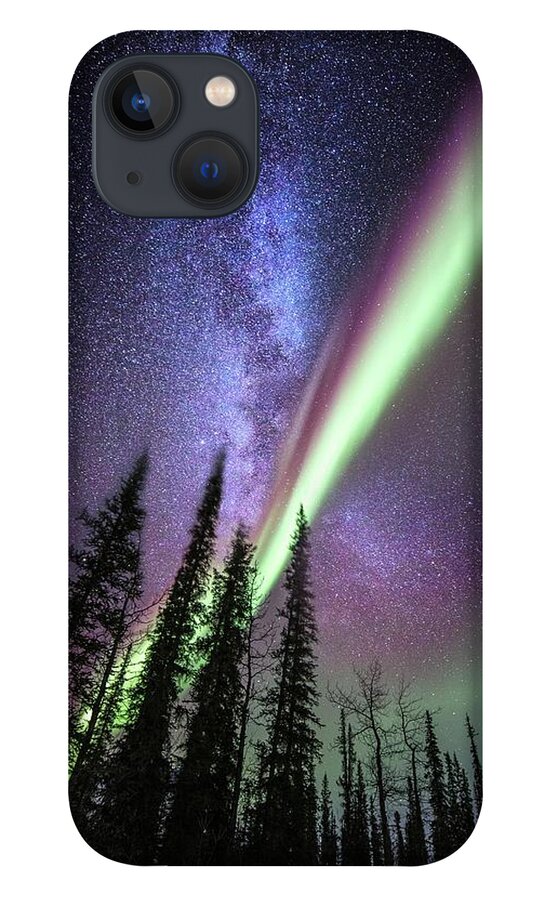 Alaska iPhone 13 Case featuring the photograph Milky Way And The Aurora Borealis by Chris Madeley