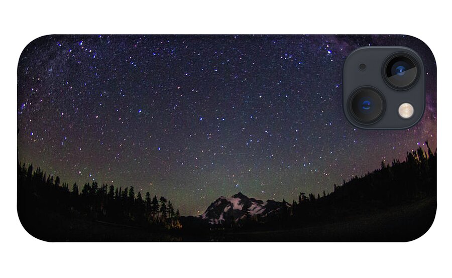 Scenics iPhone 13 Case featuring the photograph Milky Way Over Mt. Shuksan And Picture by Michael Riffle