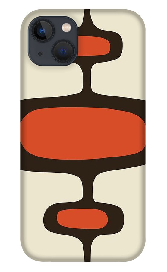 Brown iPhone 13 Case featuring the digital art Mod Pod One Orange with Brown by Donna Mibus