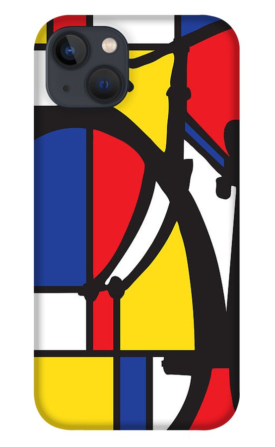 Mondrian iPhone 13 Case featuring the painting Mondrian Bike by Sassan Filsoof