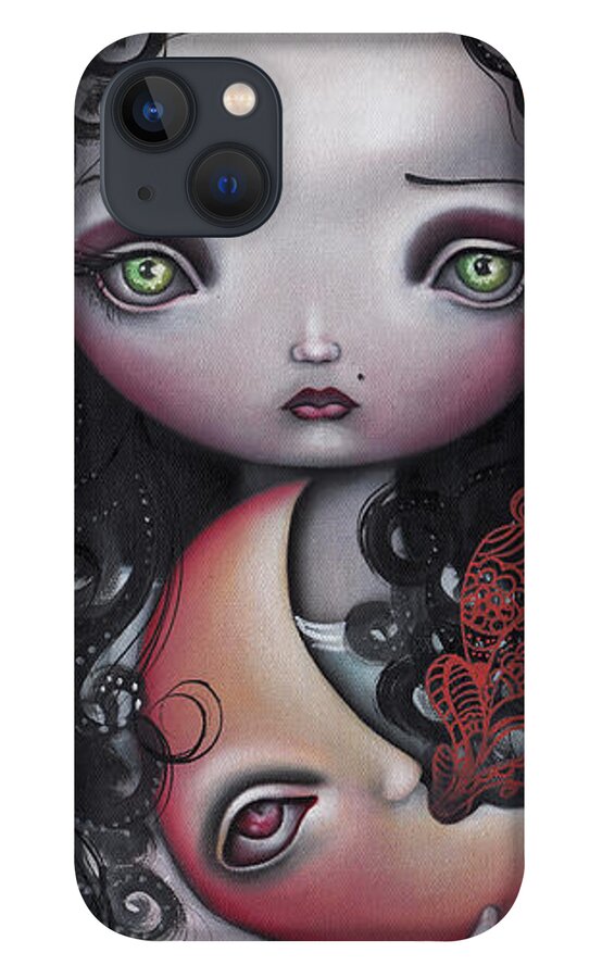 Fantasy iPhone 13 Case featuring the painting Moon Keeper by Abril Andrade