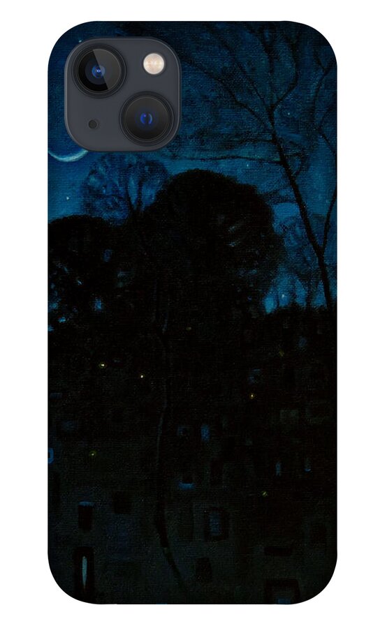 Moonlight iPhone 13 Case featuring the painting Moonlight and Fireflies by T S Carson