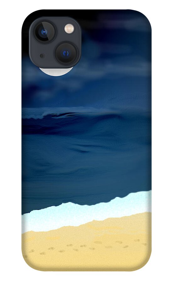 Digital Painting iPhone 13 Case featuring the digital art Moonlight Walk at Low Tide by Kae Cheatham