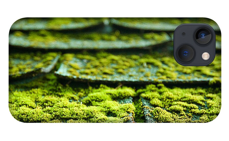 Green iPhone 13 Case featuring the photograph Mossy Roof Tiles by Lisa Chorny