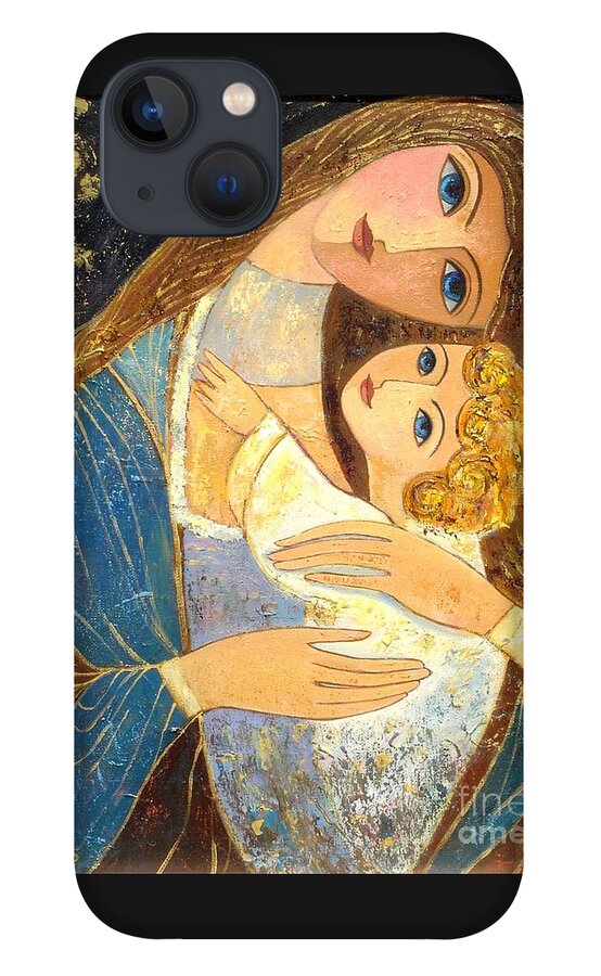 Mother And Golden Haired Child iPhone 13 Case featuring the painting Mother and Golden Haired Child by Shijun Munns